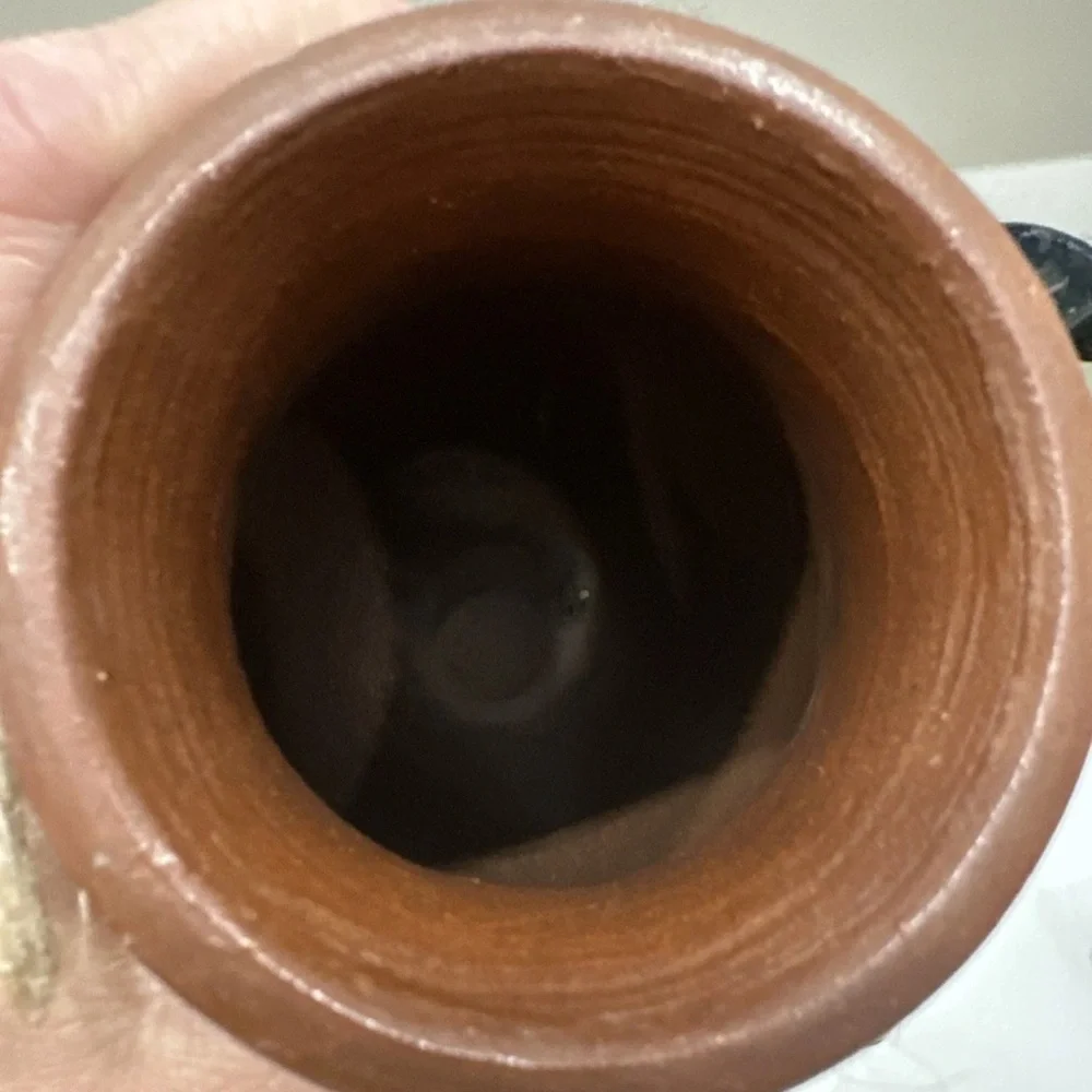 Signed 7” Terra Cotta Vase With Rustic/Tribal Aesthetic